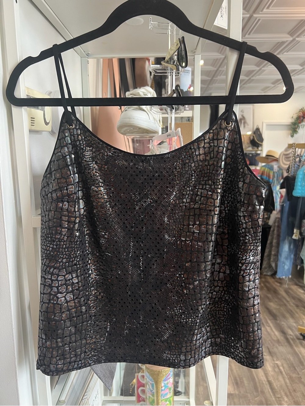 Joseph Ribkoff Black Croc-Embossed Shimmer Cami vintage